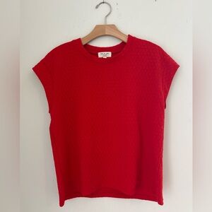 Kim & Cami Vibrant Red Textured Pullover Short Sleeve Top